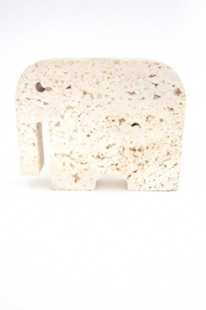 vintage travertine marble elephant sculpture