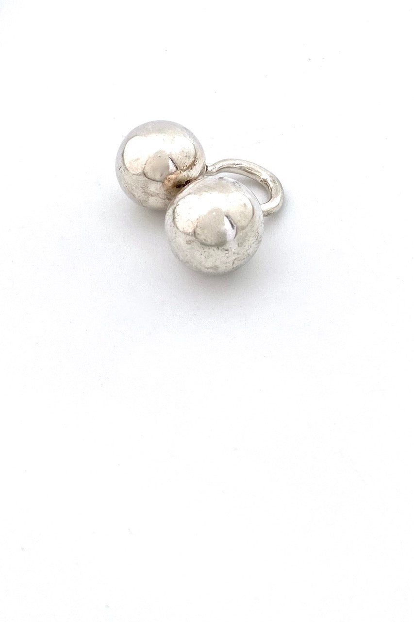 vintage silver large spheres ring Modernist jewelry design