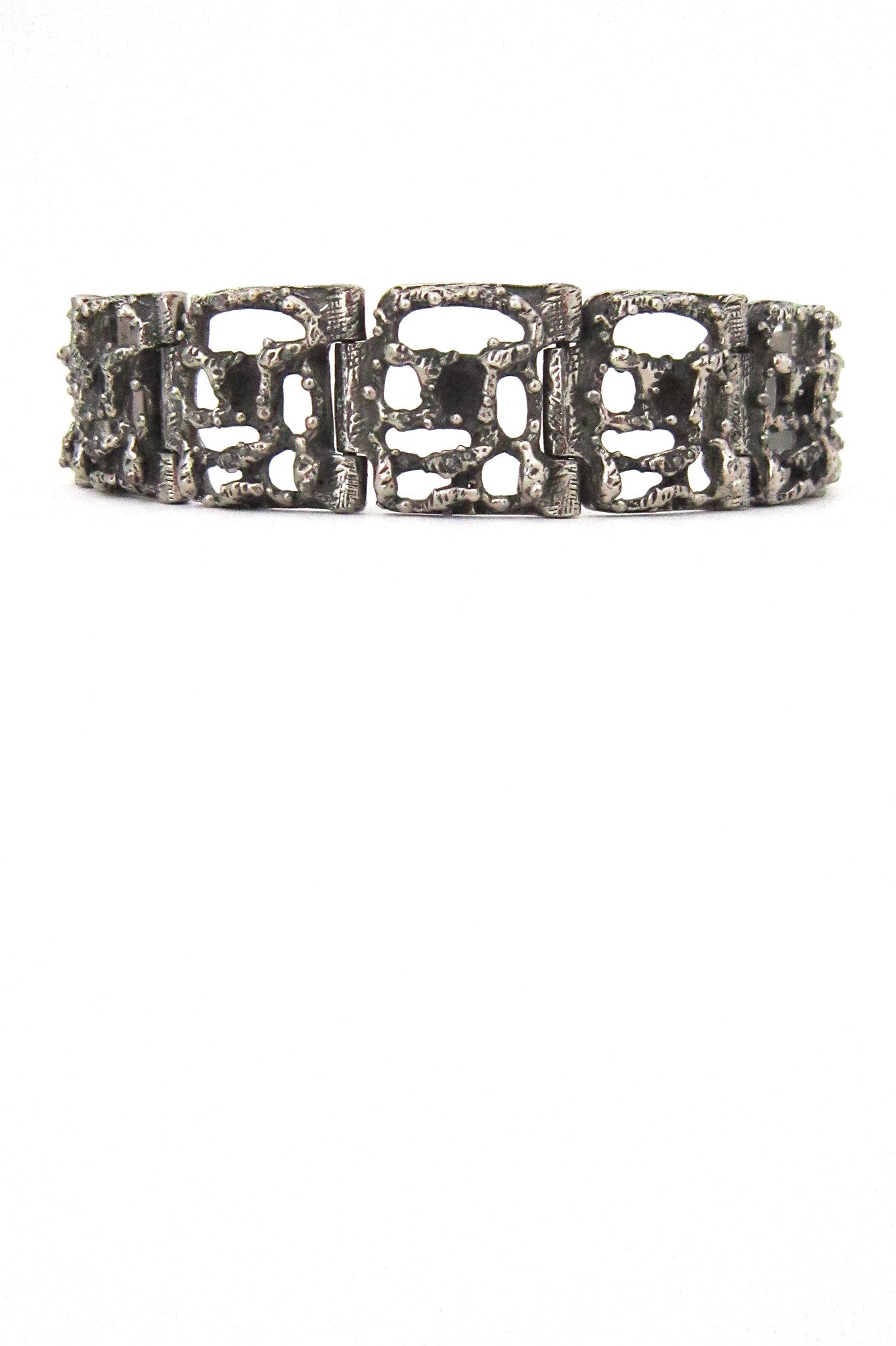 Robert Larin Canada pewter openwork link bracelet