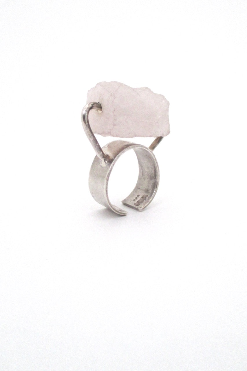 large vintage silver quartz sculptural kinetic ring