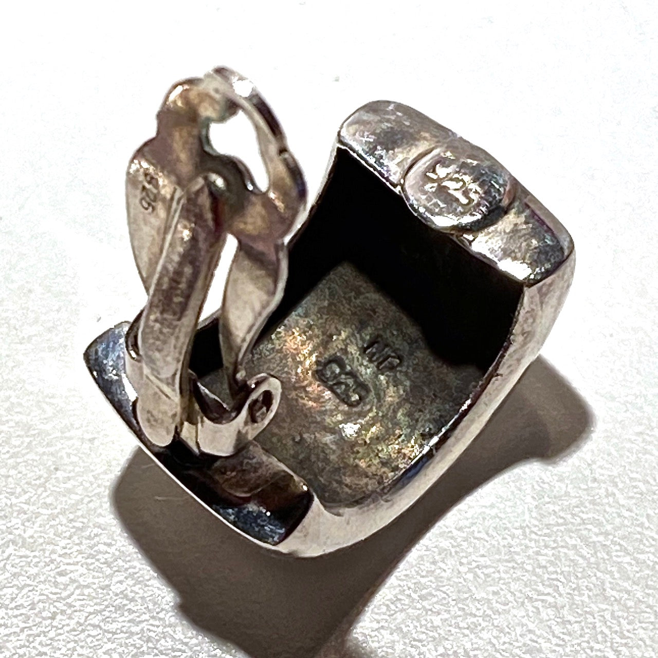 vintage silver wide half hoop ear clips