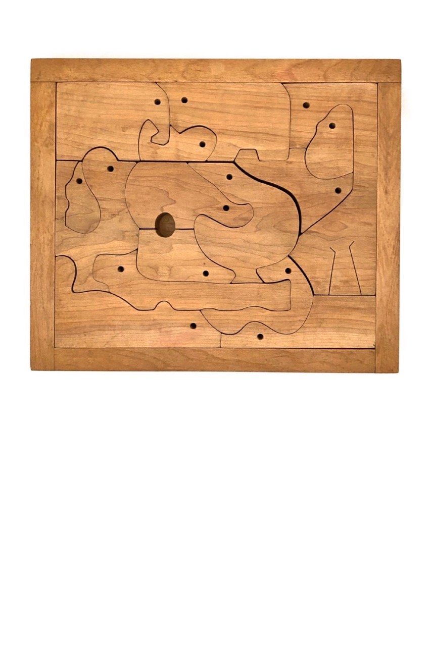 vintage wooden animal puzzle after Enzo Mari mid century modern design