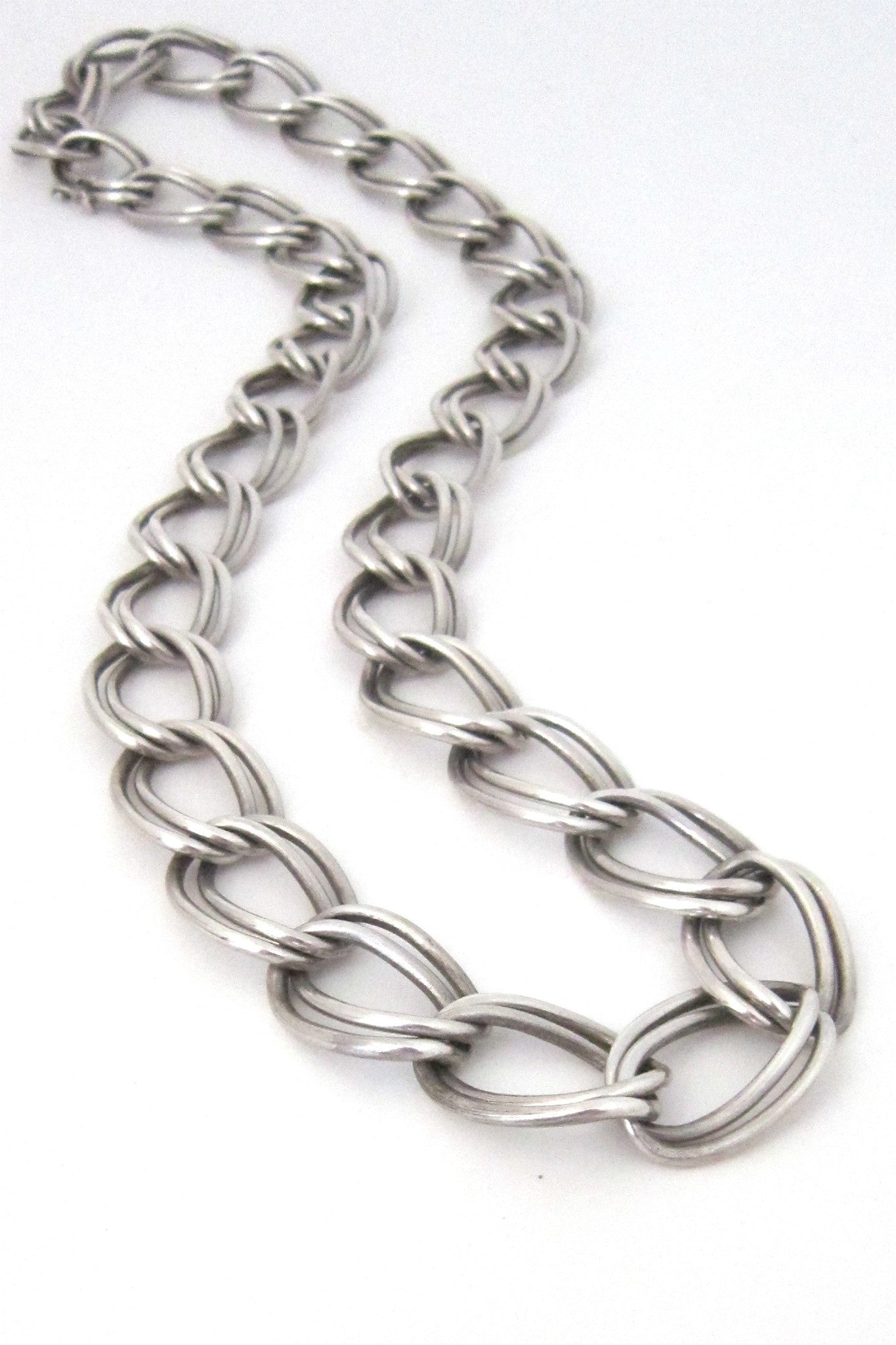 vintage Mexico sterling silver large double link necklace
