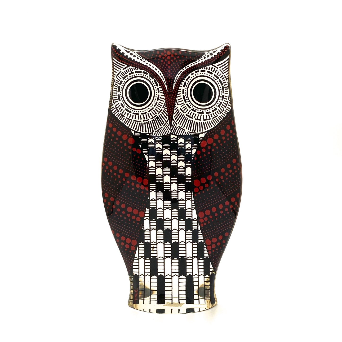 profile Abraham Palatnik Brazil vintage acrylic op art large red owl sculpture