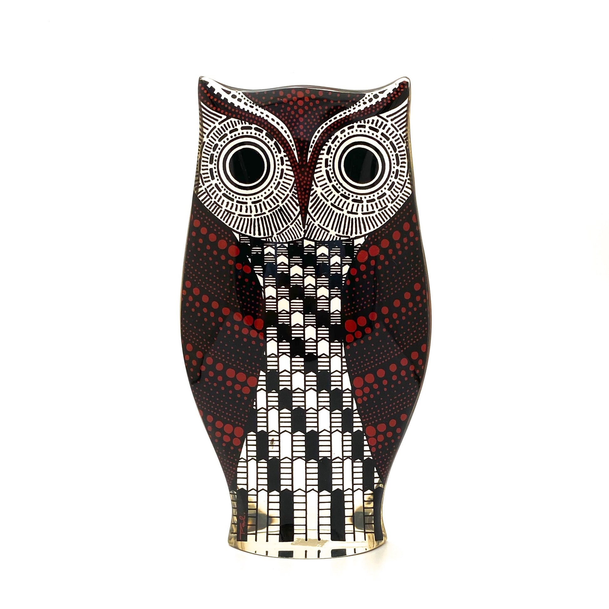 profile Abraham Palatnik Brazil vintage acrylic op art large red owl sculpture