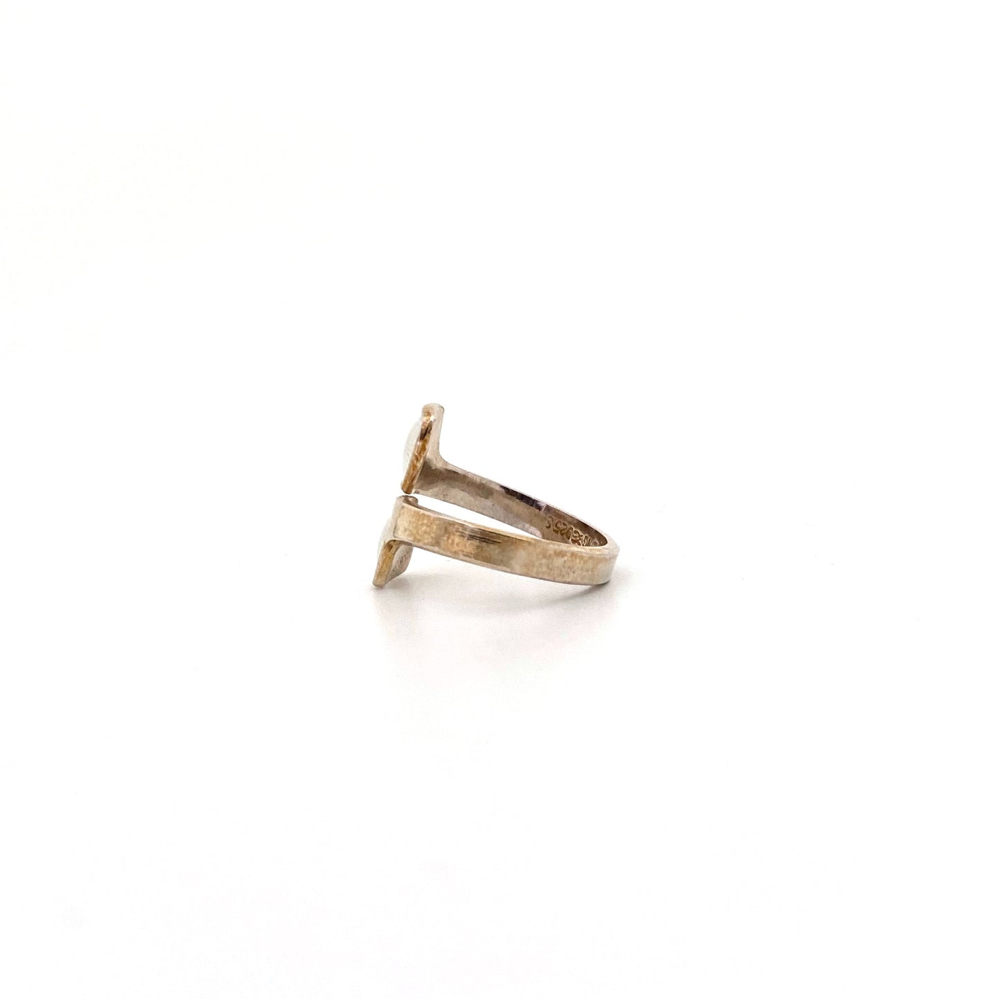 Aksel Holmsen silver & guilloche enamel ring ~ white