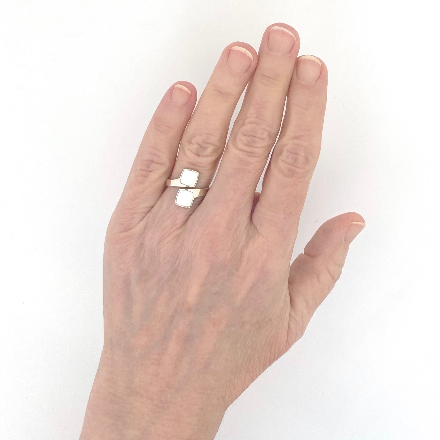 scale Aksel Holmsen Norway vintage silver white enamel ring Scandinavian Modernist jewelry design