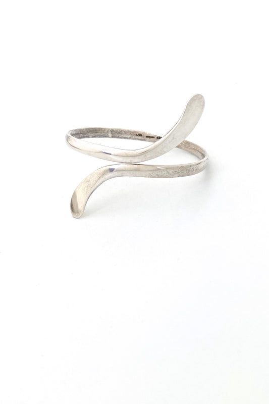 Andreas Mikkelsen Denmark vintage silver bypass bangle bracelet Scandinavian Modernist jewelry design
