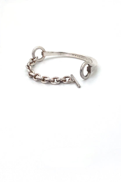 Andreas Mikkelsen Denmark vintage silver heavy chain front bracelet Scandinavian Modernist jewelry design