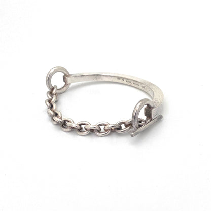 detail Andreas Mikkelsen Denmark vintage silver heavy chain front bracelet Scandinavian Modernist jewelry design