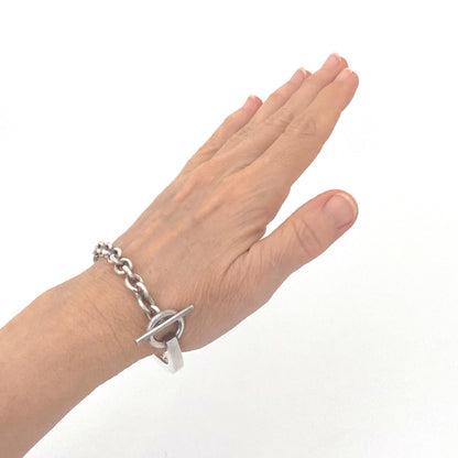 scale Andreas Mikkelsen Denmark vintage silver heavy chain front bracelet Scandinavian Modernist jewelry design