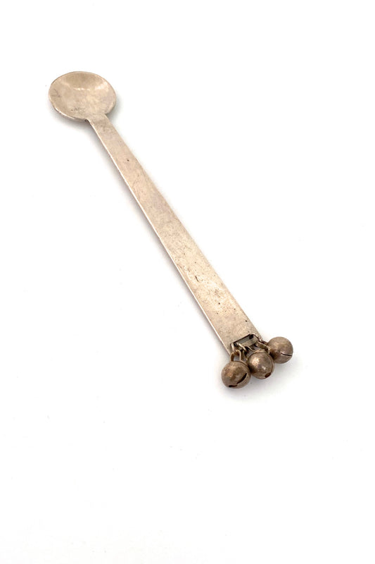 Anne Barros Canada vintage silver jam condiment spoon with bells Canadian postmodern design