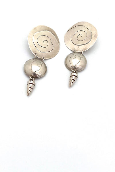 Anne Sportun Canada vintage silver long kinetic drop earrings postmodern jewelry design