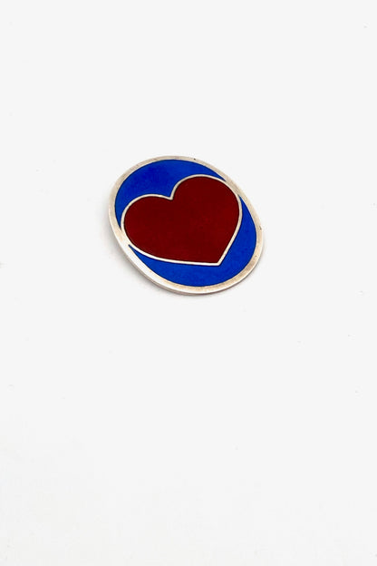 Per Arnoldi for Anton Michelsen large enamel heart pendant ~ 1970s