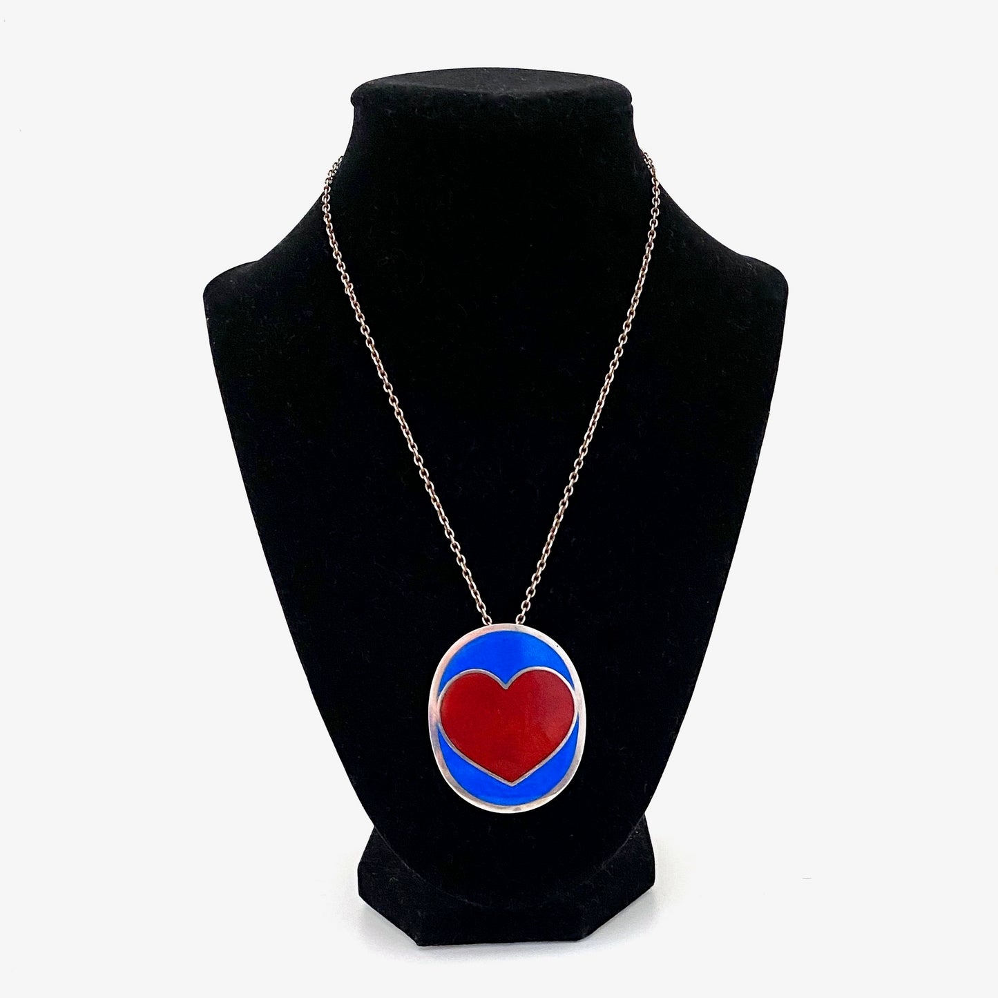 Per Arnoldi for Anton Michelsen large enamel heart pendant ~ 1970s