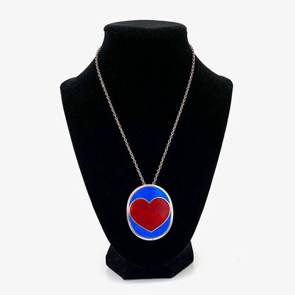 Per Arnoldi for Anton Michelsen large enamel heart pendant ~ 1970s