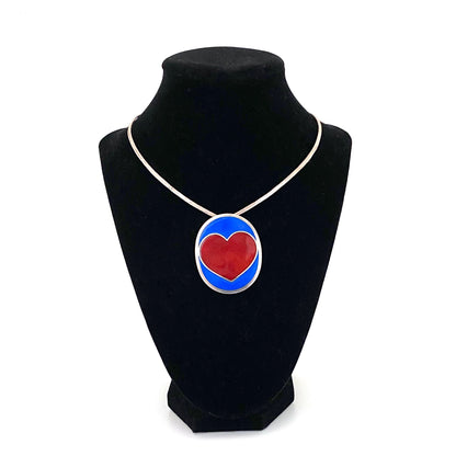 Per Arnoldi for Anton Michelsen large enamel heart pendant ~ 1970s