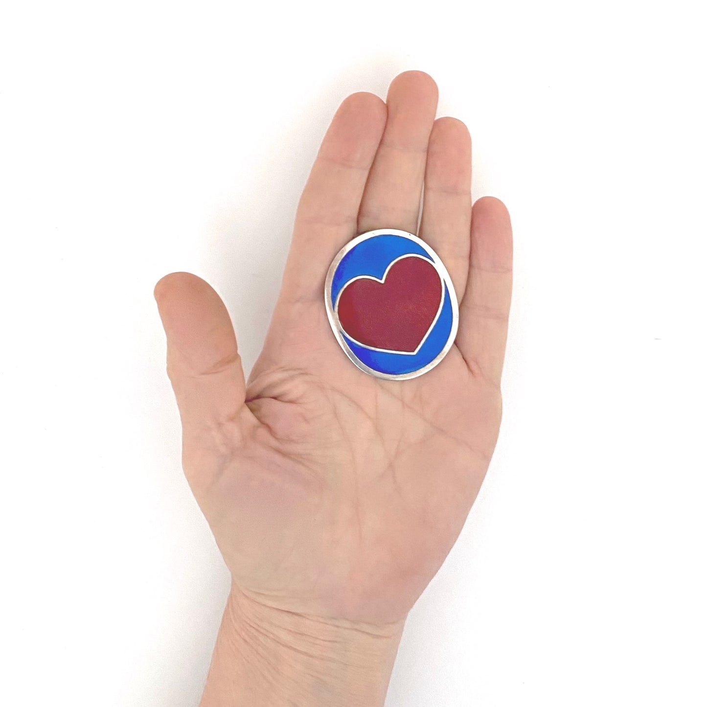 Per Arnoldi for Anton Michelsen large enamel heart pendant ~ 1970s