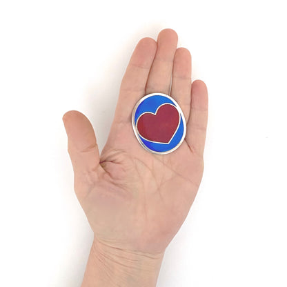 Per Arnoldi for Anton Michelsen large enamel heart pendant ~ 1970s