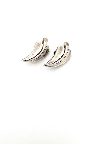 Antonio Pineda Taxco Mexico vintage silver leaf earrings Modernist jewelry design