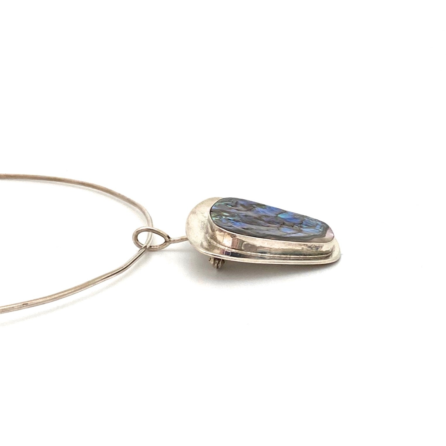 profile Arne Johansen Denmark vintage silver abalone brooch pendant necklace Scandinavian Modernist jewelry design