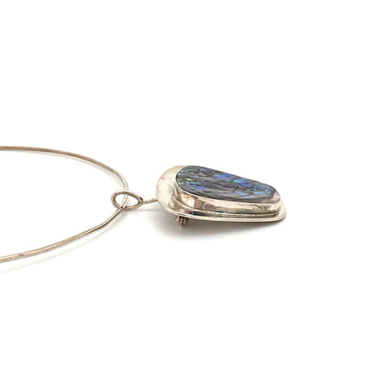 profile Arne Johansen Denmark vintage silver abalone brooch pendant necklace Scandinavian Modernist jewelry design