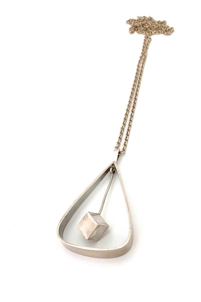 Arne Johansen Denmark vintage silver large kinetic pendant necklace Scandinavian Modernist jewelry design