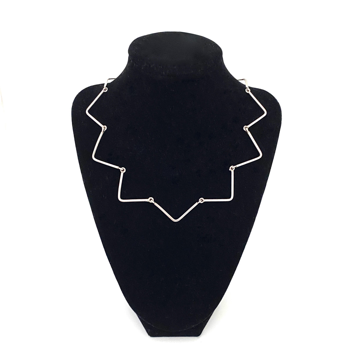 detail Bent Knudsen Denmark vintage silver geometric choker necklace Scandinavian Modernist jewelry design