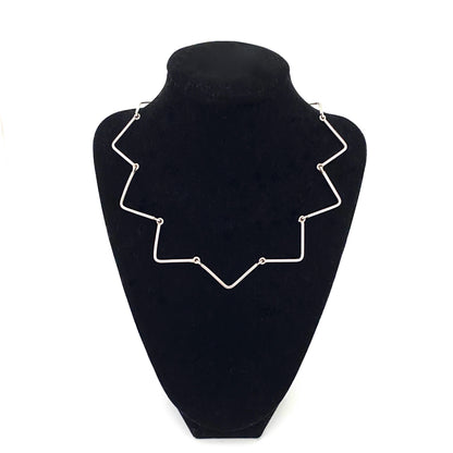 detail Bent Knudsen Denmark vintage silver geometric choker necklace Scandinavian Modernist jewelry design