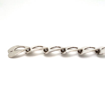 profile Bent Knudsen Denmark vintage silver heart link bracelet Scandinavian Modernist jewelry design