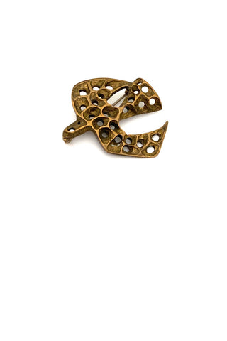 Bernard Chaudron Canada vintage brutalist bronze bird brooch Canadian Modernist jewelry design