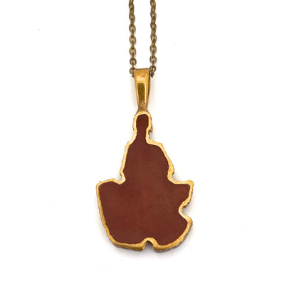 Bernard Chaudron bronze & enamel pendant necklace ~ green & red