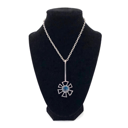 Bernard Chaudron double sided pendant necklace ~ teal blue resin