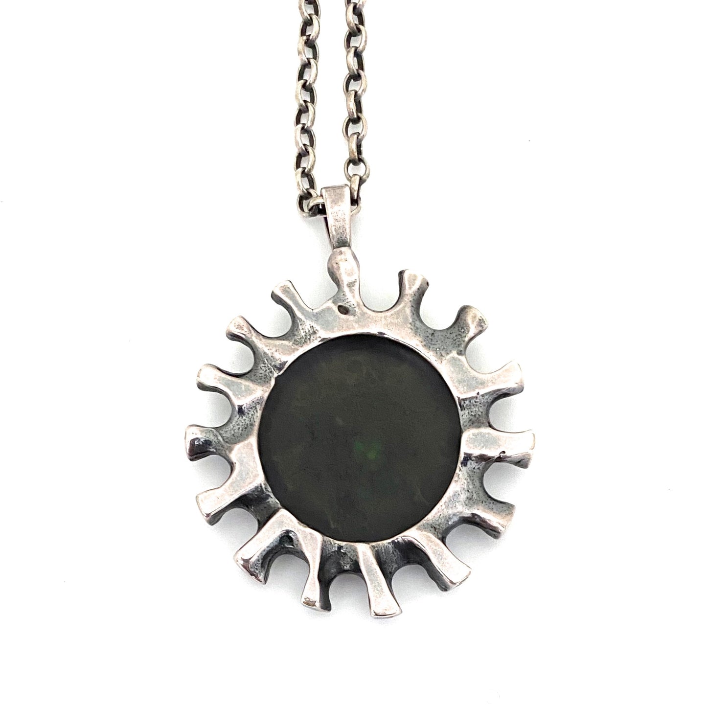 Bernard Chaudron large double sided pendant necklace ~ red & teal resin