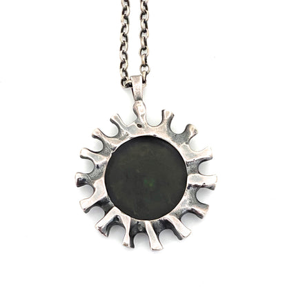 Bernard Chaudron large double sided pendant necklace ~ red & teal resin