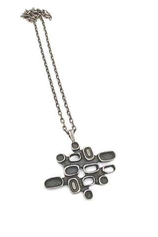 Bernard Chaudron Canada vintage brutalist silver plated bronze pendant necklace Canadian jewelry design