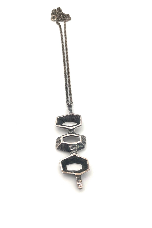Bernard Chaudron Canada large vintage brutalist openwork pendant necklace Canadian Modernist jewelry design