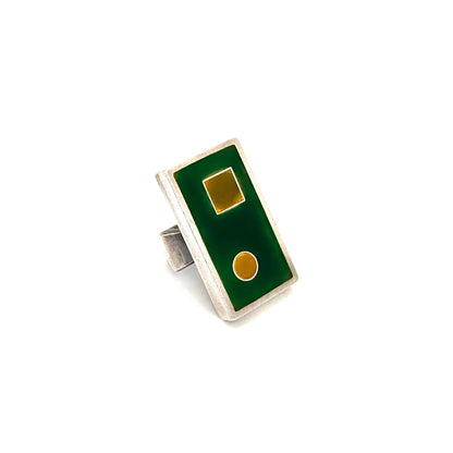 Bernard Chaudron extra large silver & resin enamel ring