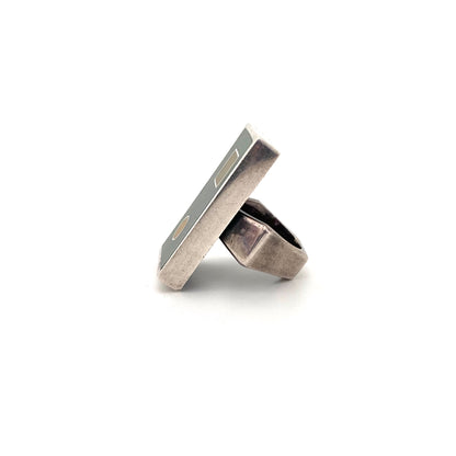profile Bernard Chaudron Canada vintage silver resin enamel extra large ring Modernist jewelry design