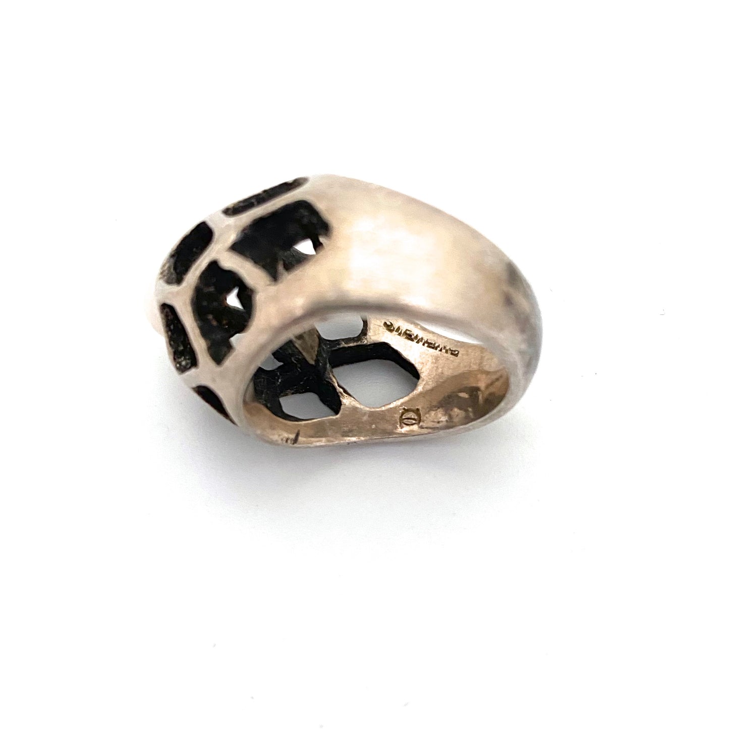 Bernard Chaudron sterling silver & pearl large openwork ring