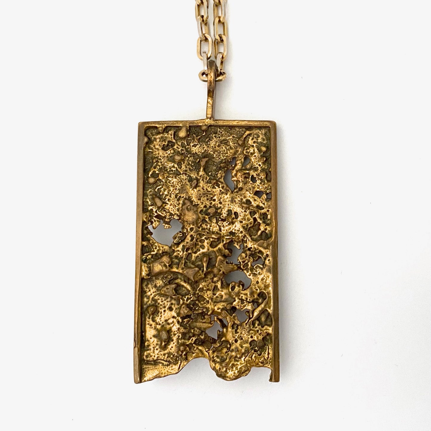 Bernard Chaudron large textured bronze & pearl pendant necklace