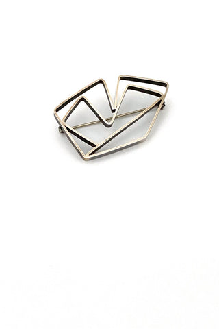 Betty Cooke USA vintage silver geometric brooch Modernist jewelry design