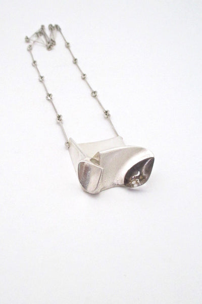 Bjorn Weckstrom extra large vintage silver acrylic Monolith pendant necklace 1974 Scandinavian Modern design