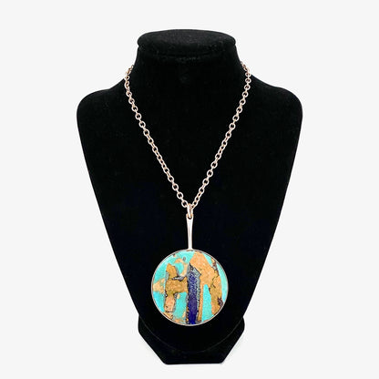 Borge Nielsen large silver & abstract enamel pendant necklace