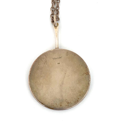 Borge Nielsen large silver & abstract enamel pendant necklace