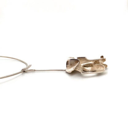 profile Campbell Scott Canada vintage silver extra large sculptural pendant on neck ring Modernist jewelry design