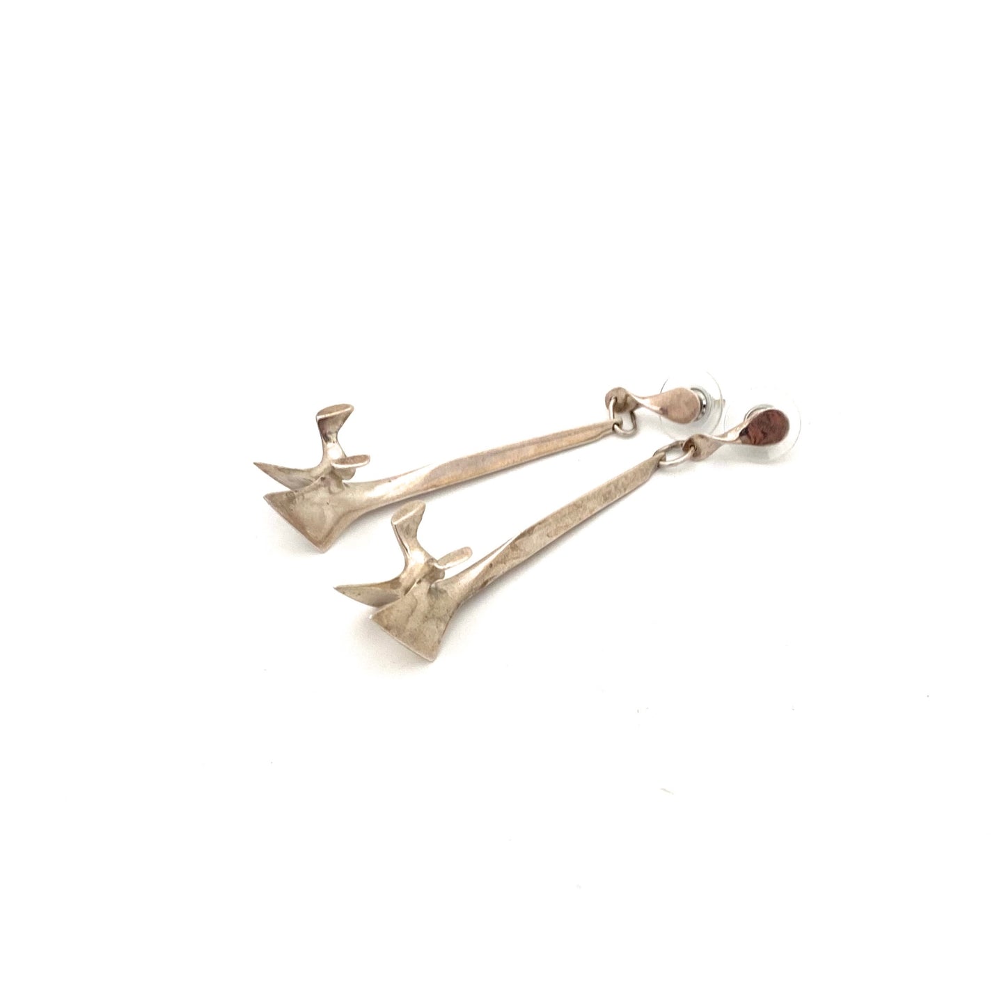Campbell Scott long sculptural silver drop earrings