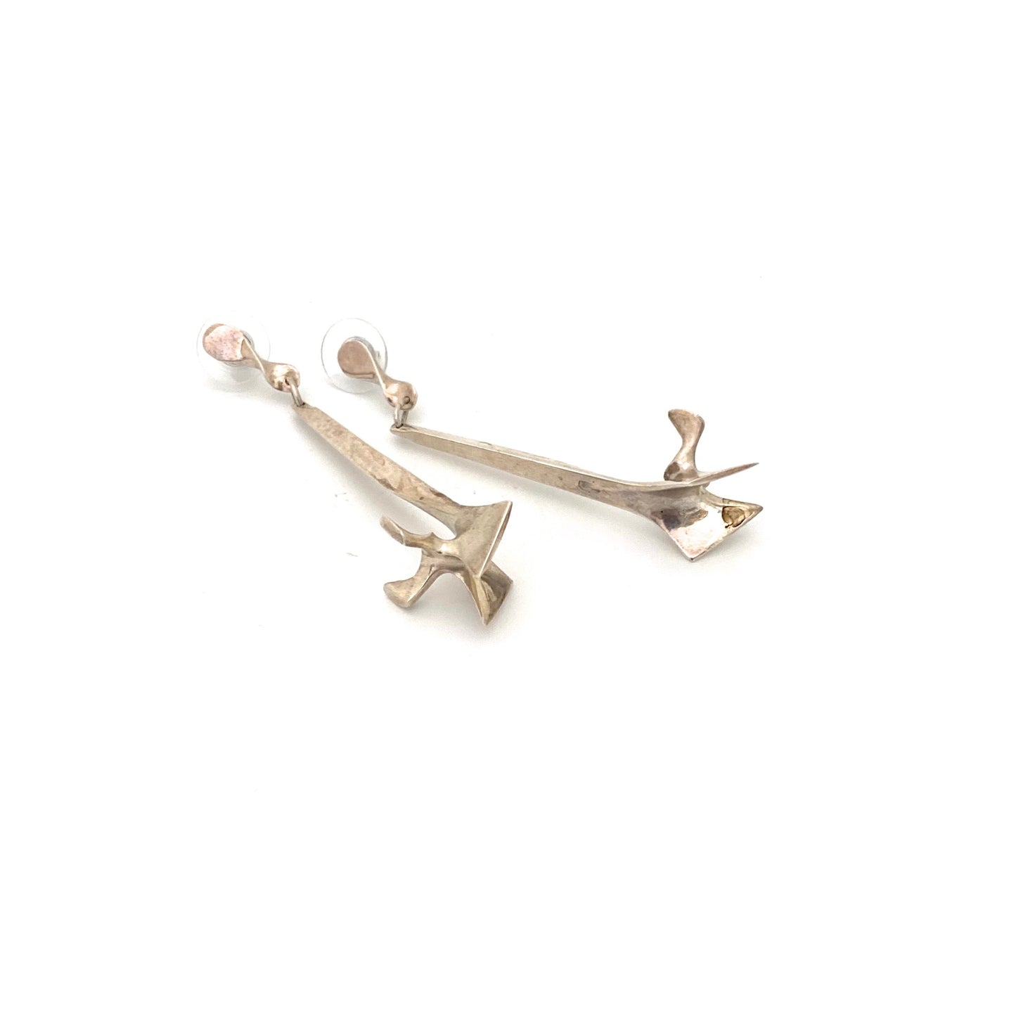 Campbell Scott long sculptural silver drop earrings