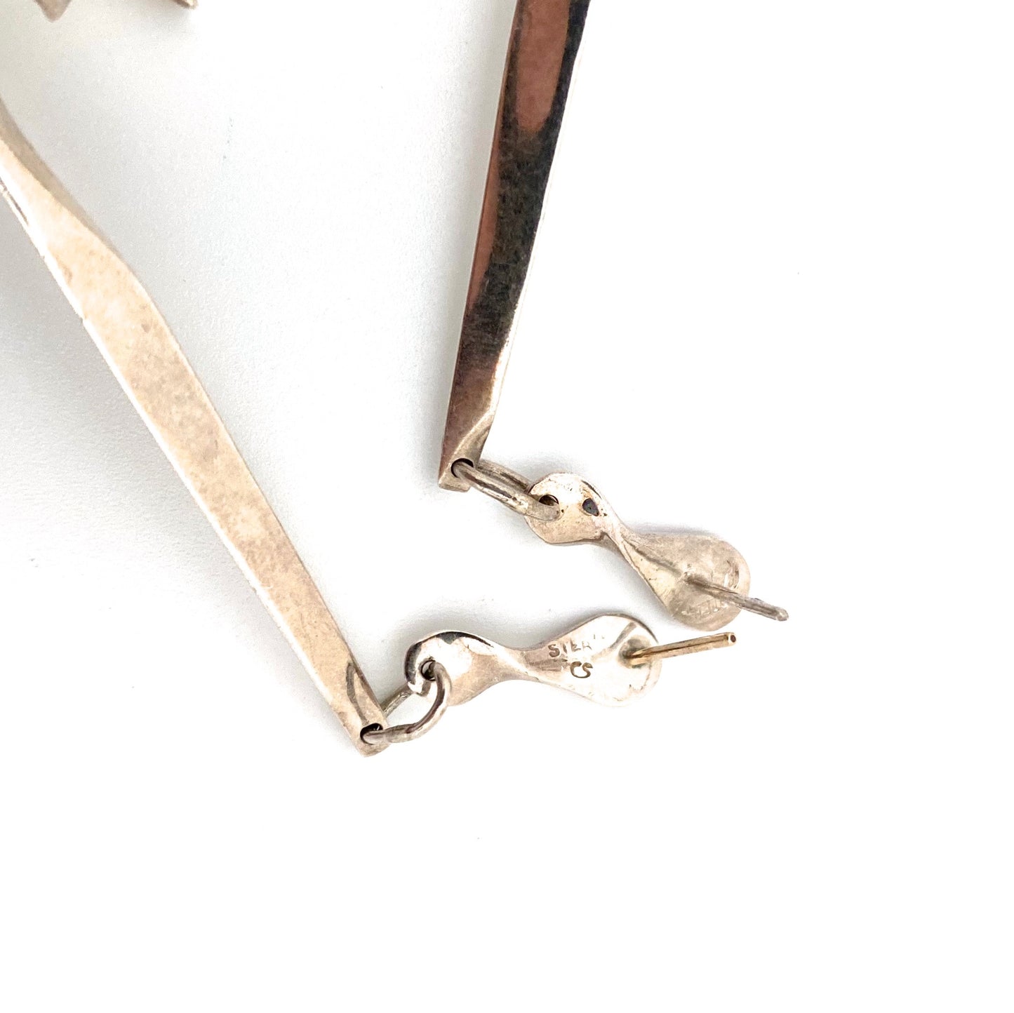 Campbell Scott long sculptural silver drop earrings