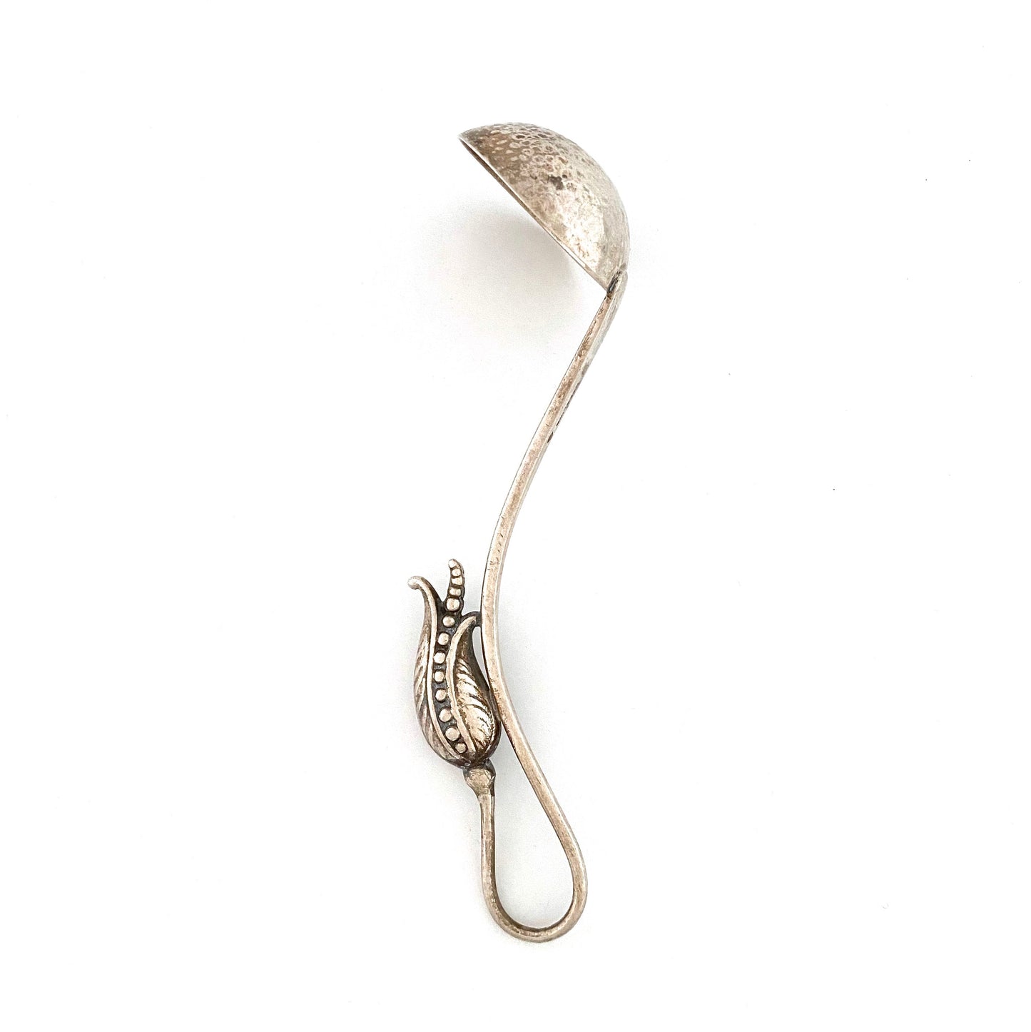 Carl Poul Petersen hammered silver peapod serving ladle